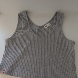 Grey Ribbed Crop Top